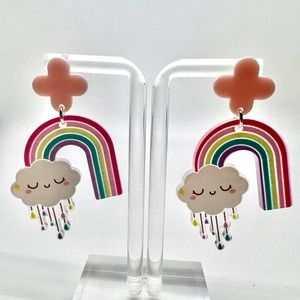 Rainbow and Rain Cloud Earrings - Teacher Earrings - Spring Earrings